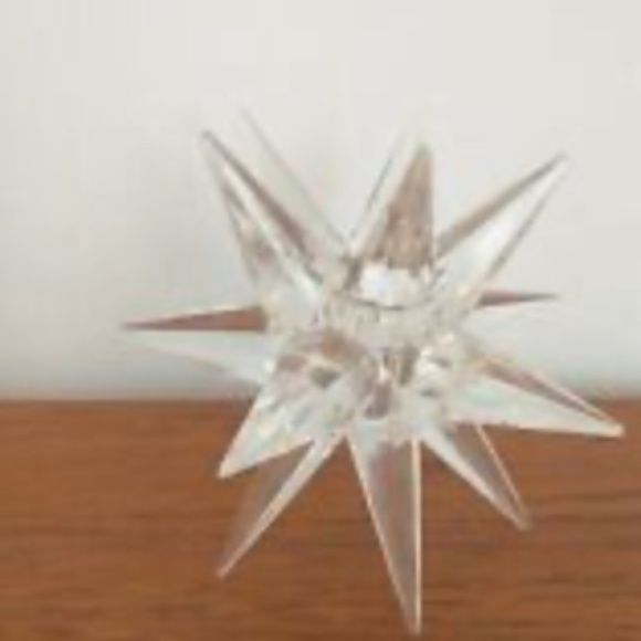 🎄 Classic Christmas Pair of VINTAGE CUT GLASS STAR CANDLE HOLDERS like Rosenthal - Picture 1 of 4